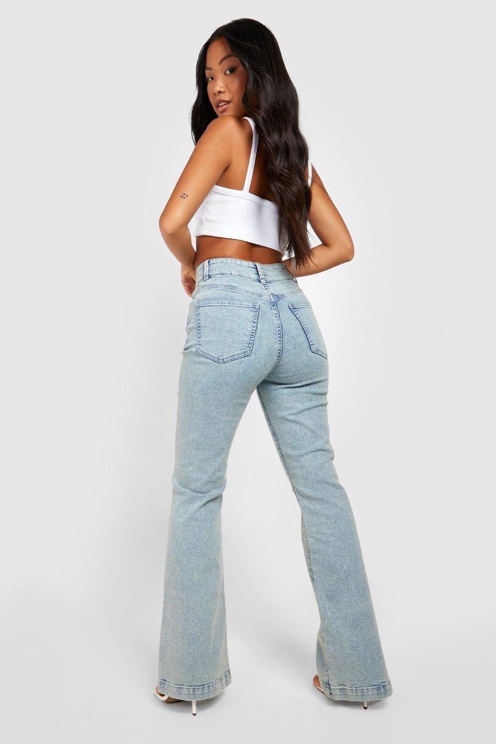 Jeans femme discount flare taille haute